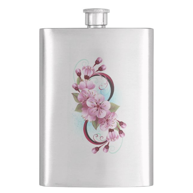 Petaca Infinito con las flores de flores de Sakura Blosso (Anverso)