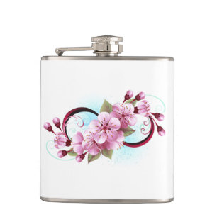 Petaca Infinito con las flores de flores de Sakura Blosso