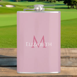 Petaca Inicial de nombre monogramado rosa personalizado