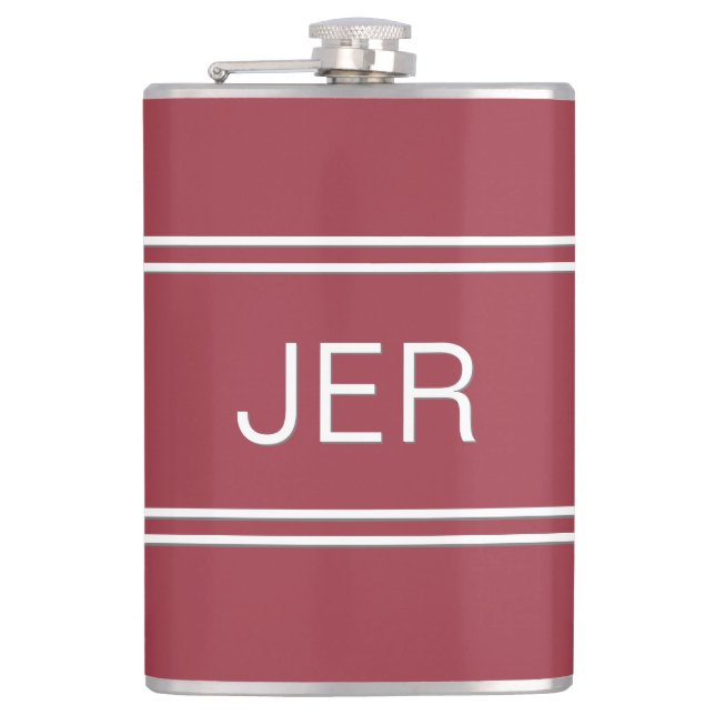 Petaca Iniciales Clásicas Monogramadas Bebe Tinto Para Él (Anverso)