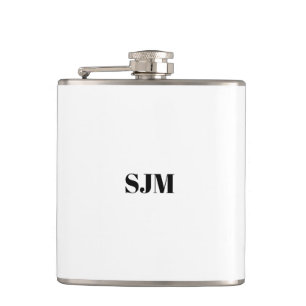 Petaca Iniciales de monograma de Personalizado blanco min