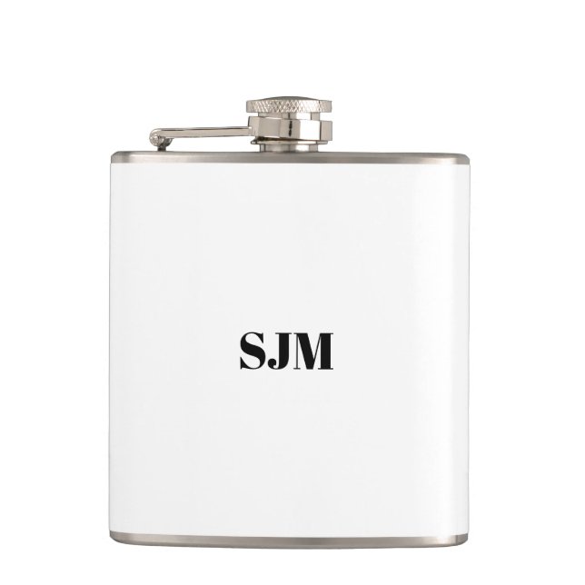 Petaca Iniciales de monograma de Personalizado blanco min (Anverso)