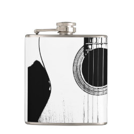 Petaca Instrumento musical guitarra moderna blanco negro