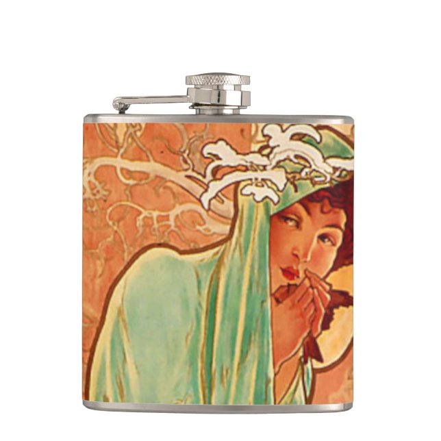 Petaca Invierno Art Nouveau de Alphonse Mucha (Anverso)