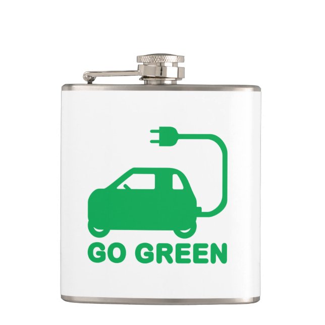 Petaca Ir Verde ~ Conducir autos eléctricos (Anverso)