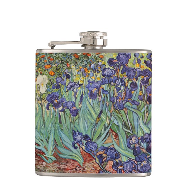 Petaca Iris de Van Gogh Pintura Impresionista (Anverso)