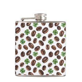 Petaca Irish Coffee Beans and Shamrocks Funny Design