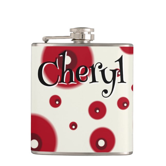 Petaca Ivory Red Dots Funky Whimsical Circle Pattern  (Anverso)