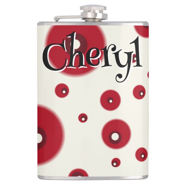 Petaca Ivory Red Dots Funky Whimsical Circle Pattern  (Anverso)