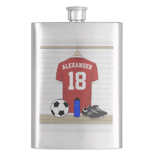 Petaca Jersey de fútbol rojo y blanco personalizado