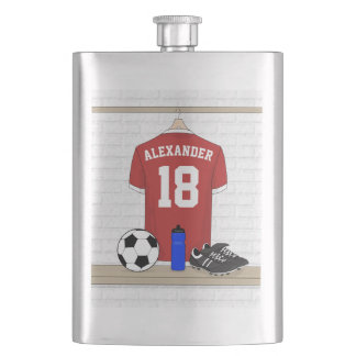 Petaca Jersey de fútbol rojo y blanco personalizado