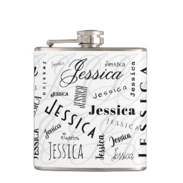 Petaca Jessica Custom Name Typography Vinyl Wrapped Flask