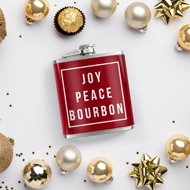 Petaca Joy Peace Bourbon | Festividad divertida roja y bl (Subido por el creador)