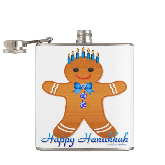 Petaca Judaica Hanukkah Gingerbread Man Menorah (Abierto)