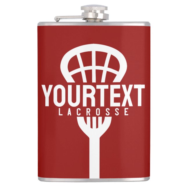 Petaca Jugador de Lacrosse TEXTO PERSONALIZADO Equipo Mal (Anverso)