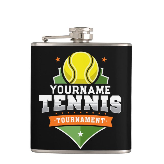 Petaca Jugador de tenis personalizado NOMBRE Torneo Varsi (Anverso)
