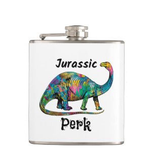 Petaca Jurassic Perk Dinosaur Colorido Blanco