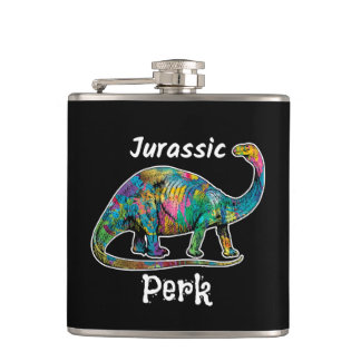 Petaca Jurassic Perk Dinosaur Colorido Negro