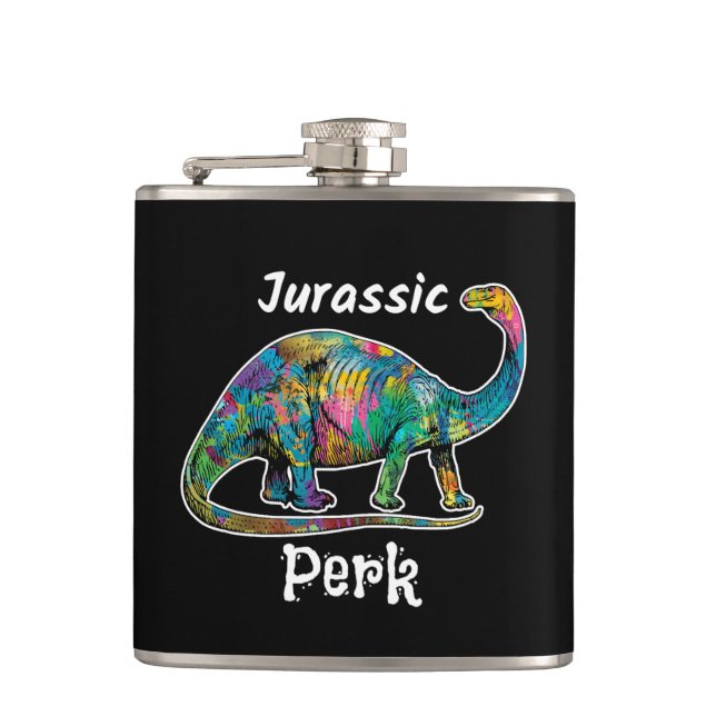 Petaca Jurassic Perk Dinosaur Colorido Negro (Anverso)