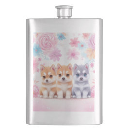 Petaca Kawaii Husky Cachorros: Café Pastel Pals