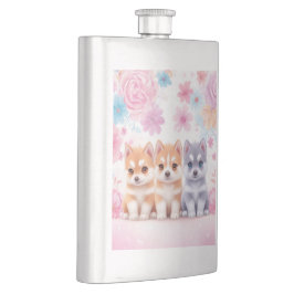 Petaca Kawaii Husky Cachorros: Café Pastel Pals