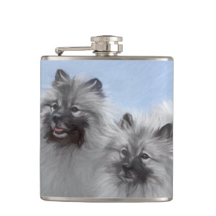 Petaca Keeshond Pair de Kees pintura animal original