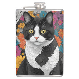 Petaca Kitty entre las flores