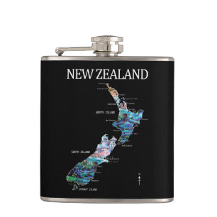 PETACA KIWI NUEVA ZEALAND KIWI MAP PAUA