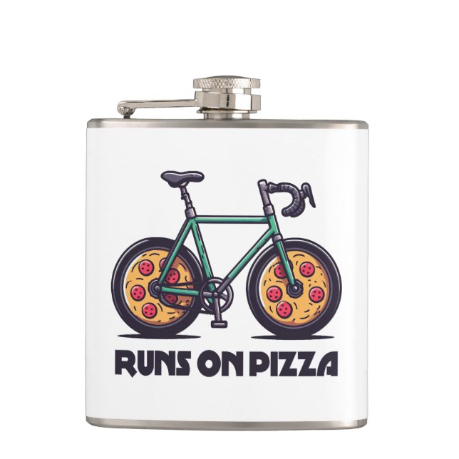 Petaca La Bicicleta Corre Sobre La Pizza (Anverso)