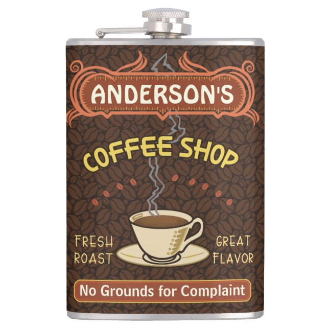 Petaca La cafetería con la taza crea sus los propios (Anverso)
