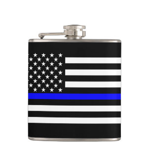 Petaca La delgada línea azul bandera de Estados Unidos en
