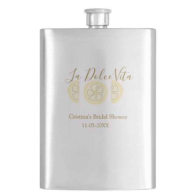 Petaca La Dolce Vita limón amarillo despedida de soltera  (Anverso)