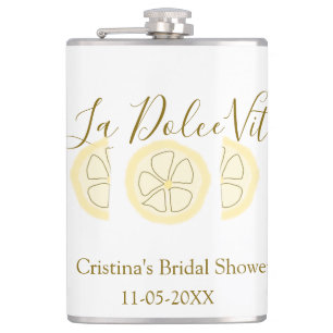 Petaca La Dolce Vita limón amarillo despedida de soltera 