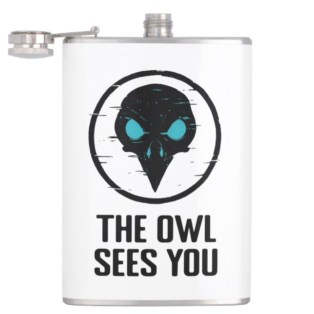 Petaca La lechuza te ve - Camisa de horror de los ojos Gl (Abierto)