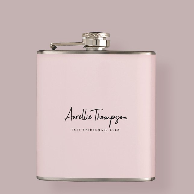 Petaca La mejor dama de honor rosada de Rubor moderna (Modern Blush Pink Best Bridesmaid Ever Bridal Flask
)