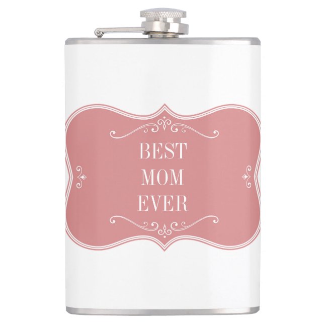 Petaca La mejor madre del mundo, marco rosa (Anverso)