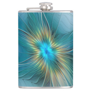 Petaca La pequeña flor azul de oro moderno y de belleza