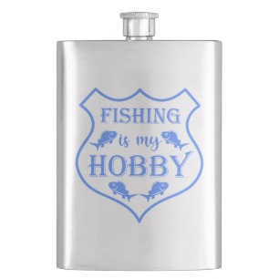 Petaca La pesca es mi hobby escudo cita en cresta