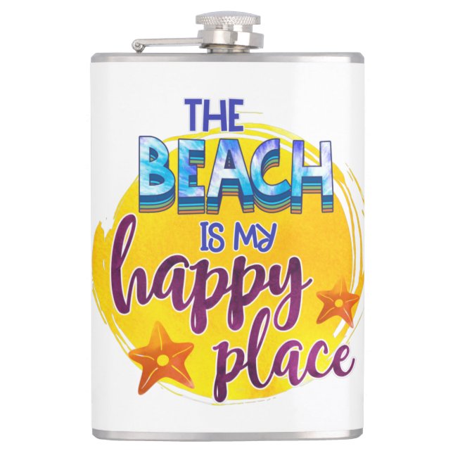 Petaca La Playa Es Mi Lugar Feliz Cita Ocean Sea Fun (Anverso)