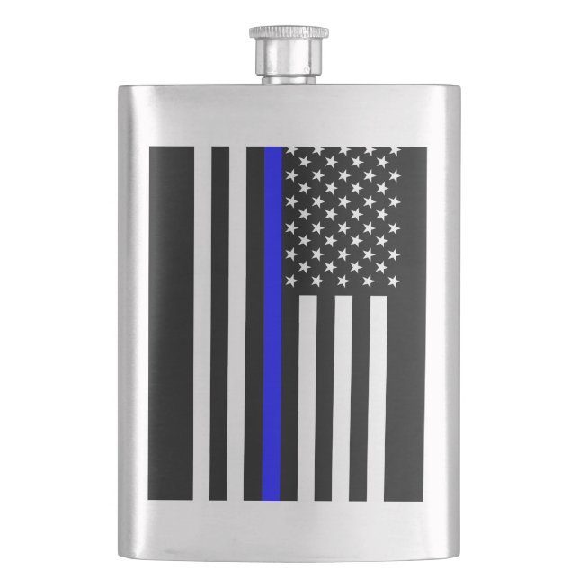 Petaca La simbólica y delgada línea azul bandera estadoun (Anverso)