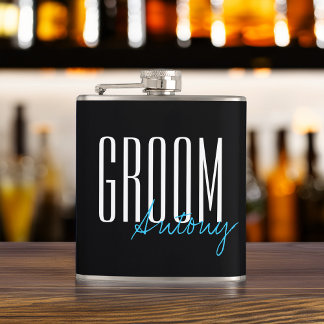Petaca La tipografía moderna "Groom" Wedding Party