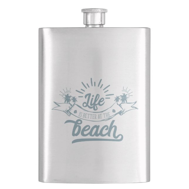 Petaca La vida es mejor en la playa (Anverso)