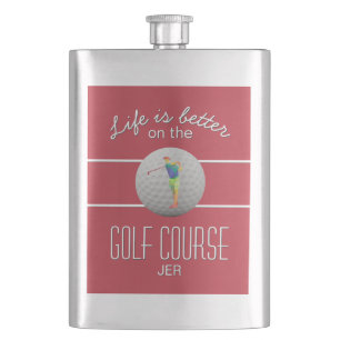 Petaca La vida es Mejor Golf Poligonal Golfista Iniciales
