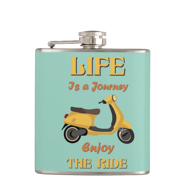 Petaca La vida es una máscara de viaje (Anverso)