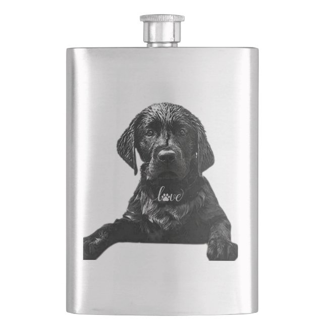 Petaca Labrador negro recuperador perrito T-Shirt Pil (Anverso)