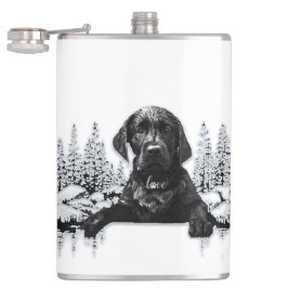 Petaca Labrador negro recuperador perrito T-Shirt Pil