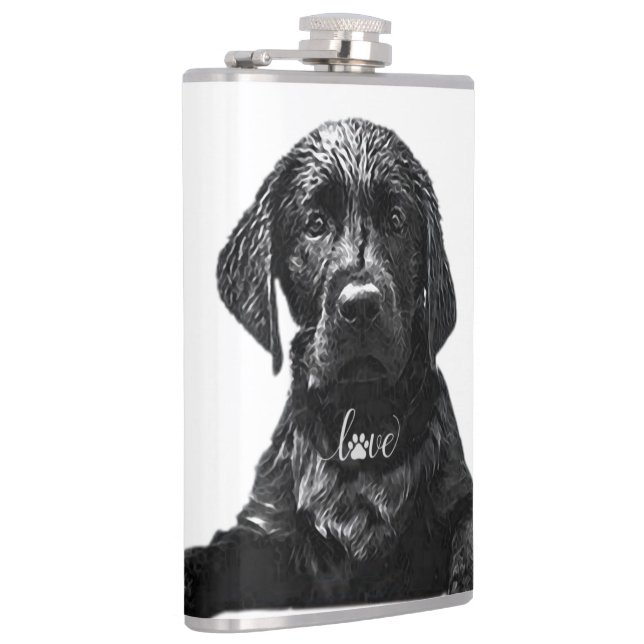 Petaca Labrador negro recuperador perrito T-Shirt Pil (Derecha)