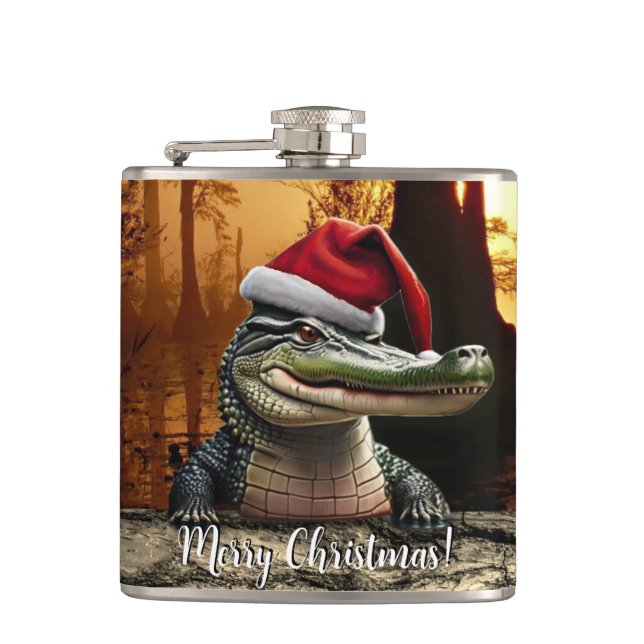 Petaca Lagarto Divertido con Gorro de Santa (Anverso)
