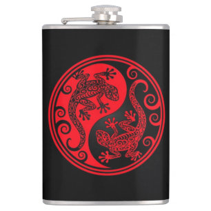 Petaca Lagartos rojos y negros de Yin Yang