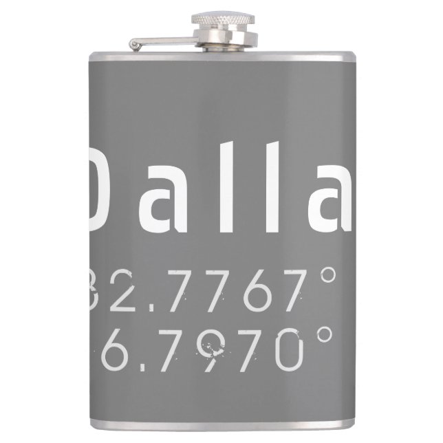 Petaca Latitud y longitud de Dallas (Anverso)